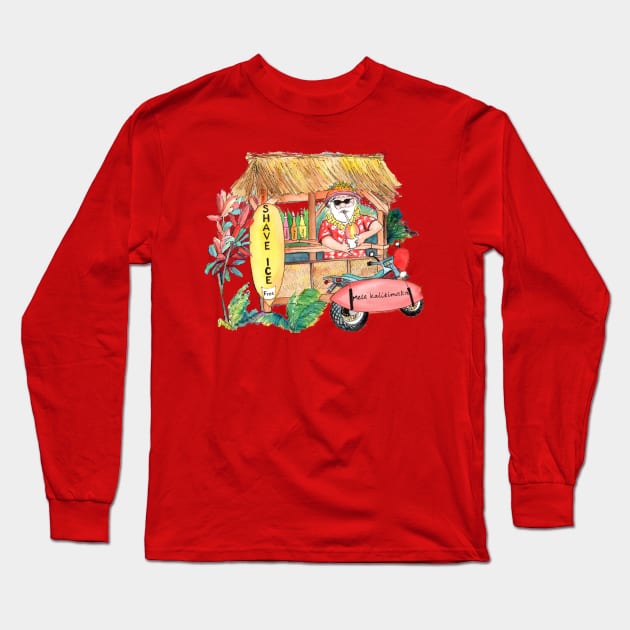 Santa Selling Shave Ice Long Sleeve T-Shirt by KauaiArtist